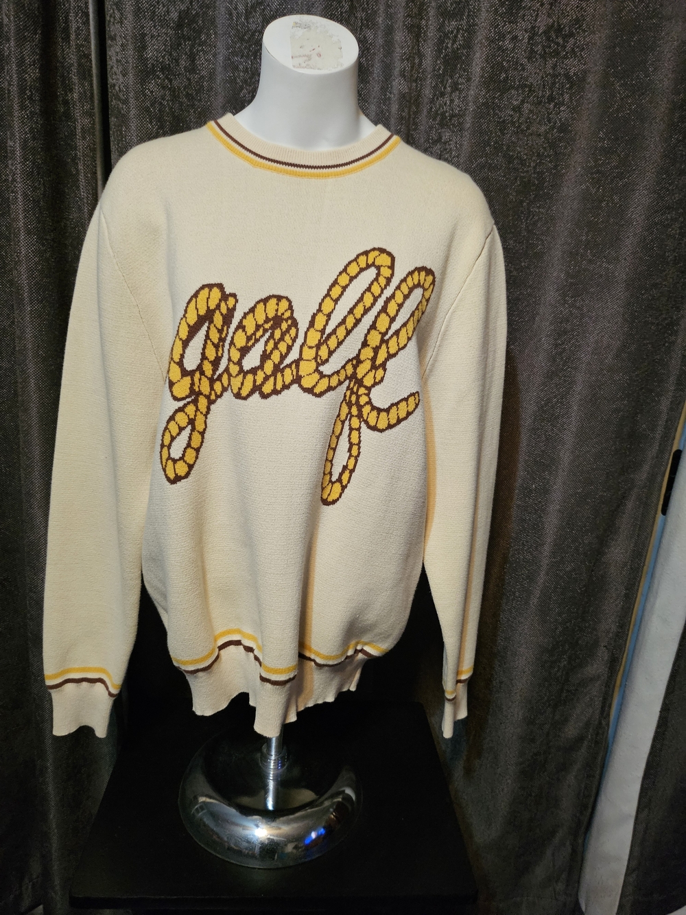 Cream 'golf' Script Knit Sweater